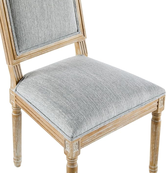 Merax Upholstered Solid Wood Dining Chairs Set of 4, French Country Style Accent Side Seating Furniture for Kitchen, Living Room, Cushioned Back, Grayish Green