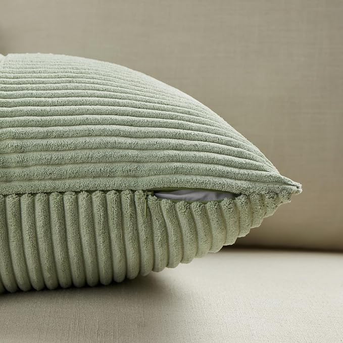 Fancy Homi 2 Packs Sage Green Big Decorative Throw Pillow Covers 24x24 Inch - Image 4