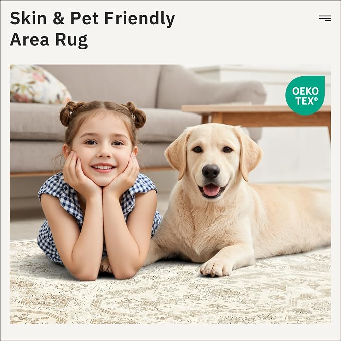 Soalmost 4x6 Area Rugs for Living Room, Vintage Washable Rugs for Dining Room - Image 8