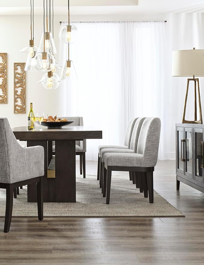 Signature Design by Ashley Burkhaus Traditional Upholstered Dining Chair, Set of 2, Dark Brown