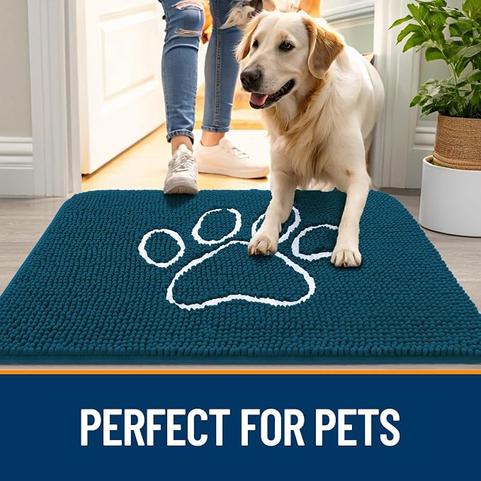 OLANLY Dog Door Mat for Muddy Paws 59x35, Paw Print Design, Absorbs Moisture - Image 6