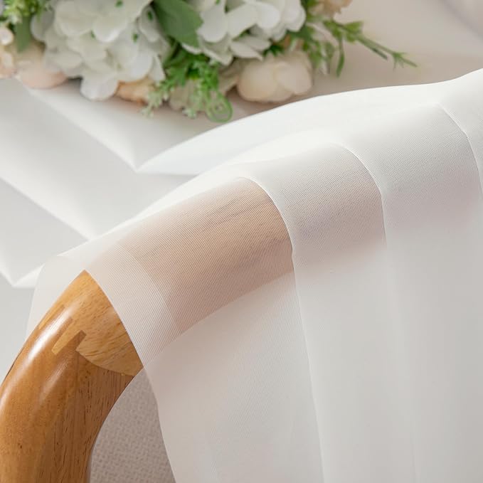 Simplebrand Ivory Sheer Curtains 120 Inches Long, Extra Long Rod Pocket Solid - Image 7