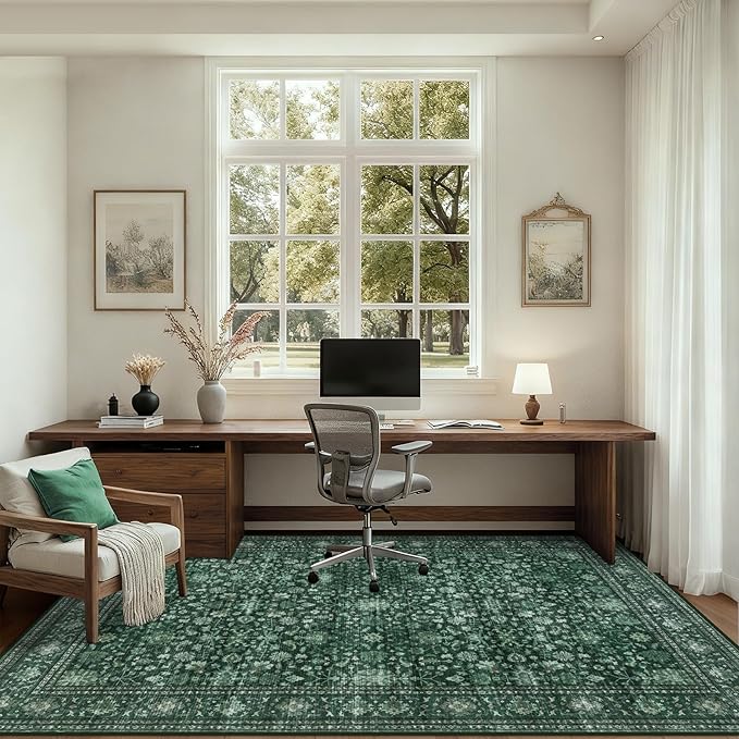 Area Rugs 9x12 Living Room Rug: Washable Rug Soft Vintage Distressed Floral - Image 6