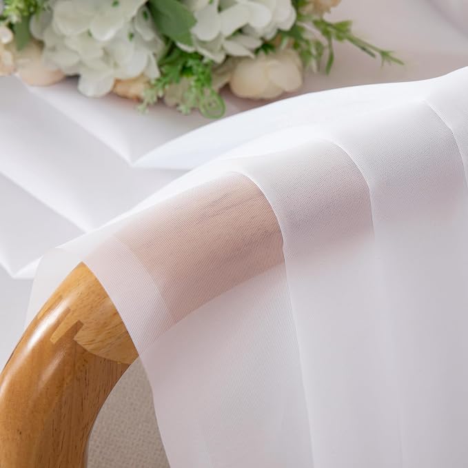 OVZME White Sheer Curtains 63 inch Length 2 Panels - Image 4