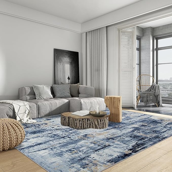 9x12 Area Rugs Washable Rug: Modern Abstract Living Room Rug Soft Anti-Skid - Image 3