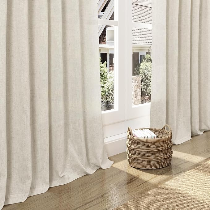Nanspring Vanilla Linen Curtains 96 Inches Long - Image 5