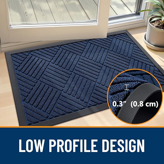 OLANLY Front Door Mat Outside Entrance 33x21, Heavy Duty Sturdy Natural Rubber - Image 4