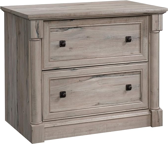 Sauder Palladia 2 Drawer File Cabinet, Lateral Filing Cabinets for Home Office, Hanging File Folders Organizer, Interlocking Drawers, in Split Oak Finish