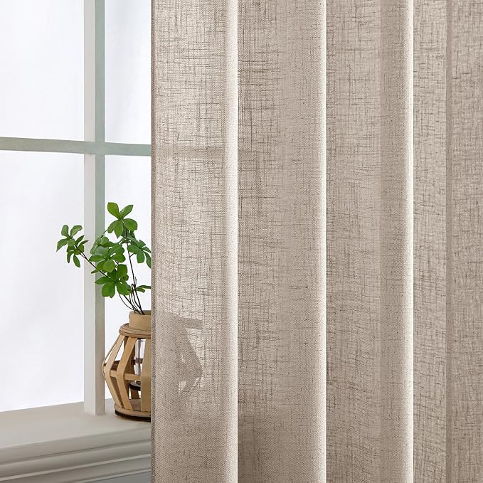 MIULEE Natural Linen Curtains 84 Inch Length 2 Panels - Image 5