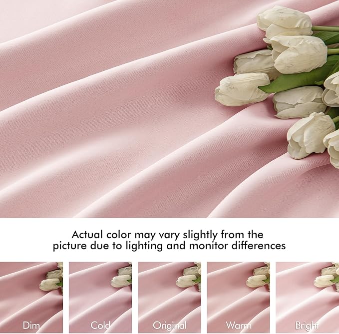 MIULEE Baby Pink Back Tab Blackout Curtains 102 Inch Long 2 Panels Set - Image 8