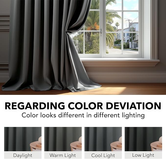Deconovo Blackout Curtains, Thermal Insulated, W38 x L84 2 Panels, Back Tab - Image 6