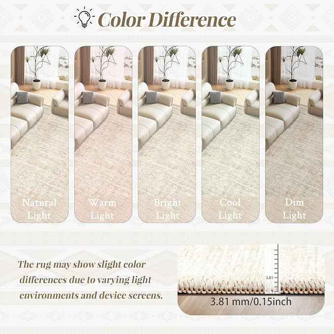 2x8 Washable Runner Rug: Moroccan Geometric Boho Rug Farmhouse Non Slip Stain - Image 8