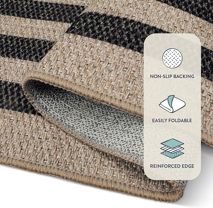 Lahome Modern Geometric Easy Jute Dining Room Rug, 5x7 Modern Rugs for Living Room Washable Kitchen Mat, Large Non Slip Farmhouse Indoor Outdoor Carpet for Bedroom Dorm RV
