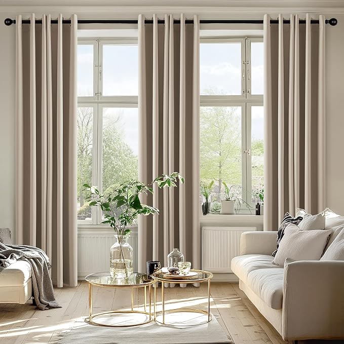 MIULEE Taupe Blackout Curtains for Bedroom Living Room 84 Inches Long 2 Panels - Image 6