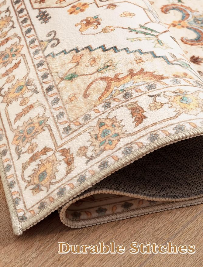 SERISSA Boho Washable Runner Rug, 2x5 Rug Runner Non-Slip Vintage Light Yellow - Image 7