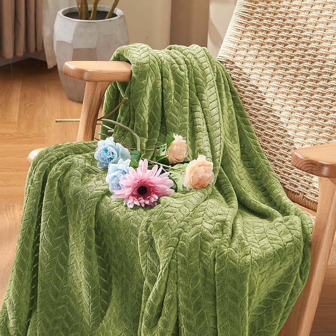 inhand Sage Green Fleece Twin Blanket, Super Soft Flannel Cozy Blankets - Image 2