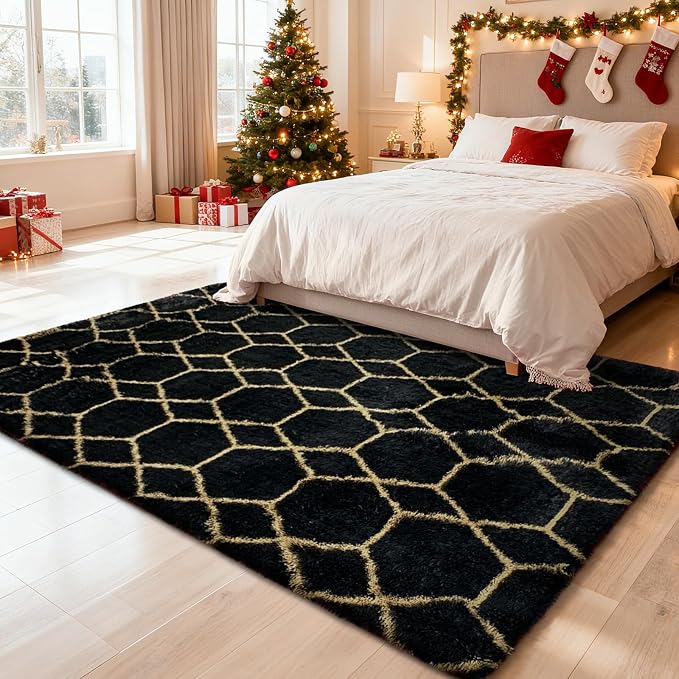 Shag Area Rug for Bedroom 4x6, Fluffy Area Rugs for Living Room, Geometric Soft - Image 6
