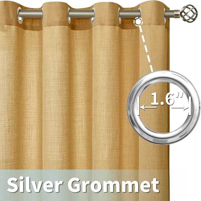 LAMIT Linen Curtains 95 Inch for Living Room, Grommet Thick Linen Textured - Image 4