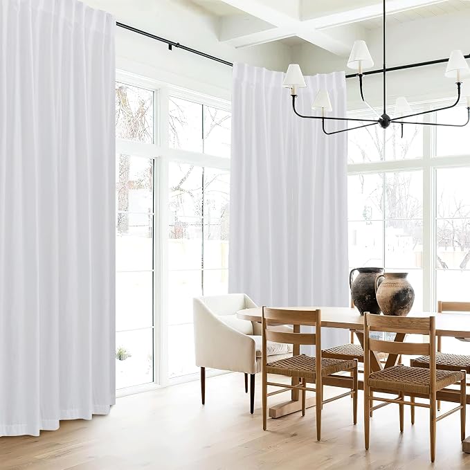 RYB HOME White Linen Curtains 84 inches Long, Semi Sheer Light Filtering Back - Image 7