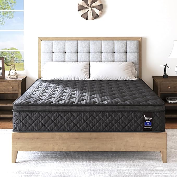 Queen Mattress, 10 Inch Hybrid Mattress Euro Top Medium Firm for Back & Lumbar Support, 100 Night Trial, Individual Pocket Spring Mattresses for Motion Isolation & Pressure Relief