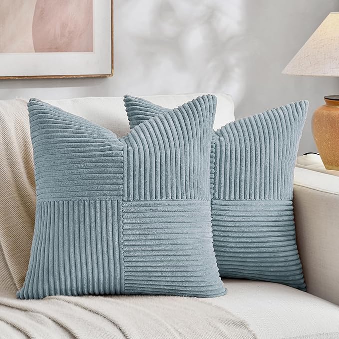 Fancy Homi Set of 2 Light Blue Decorative Throw Pillow Covers 20x20 Inch by Fancy+Homi