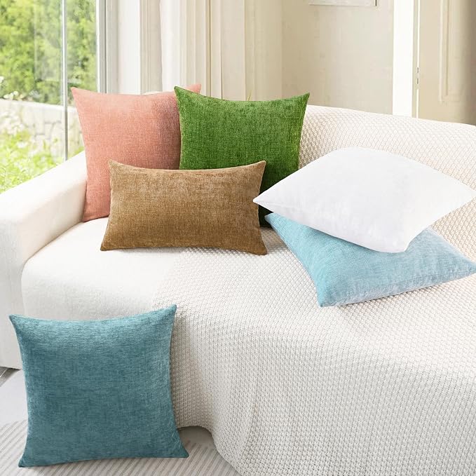 CaliTime Throw Pillow Covers Decorative 18 X 18 Inches Pack of 4 Cozy Chenille - Image 2