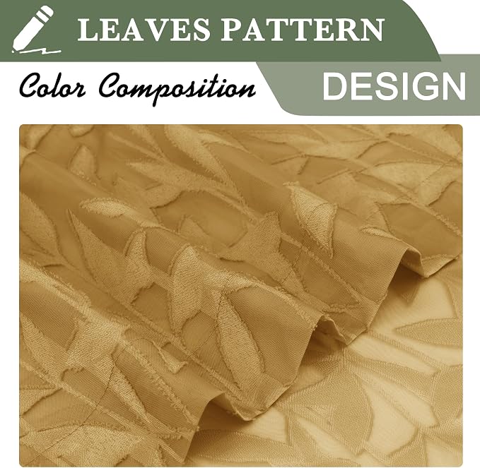 Lecloud Leia Dark Gold Semi Sheer Curtains 45 Inch Length 2 Panels, Balance - Image 8