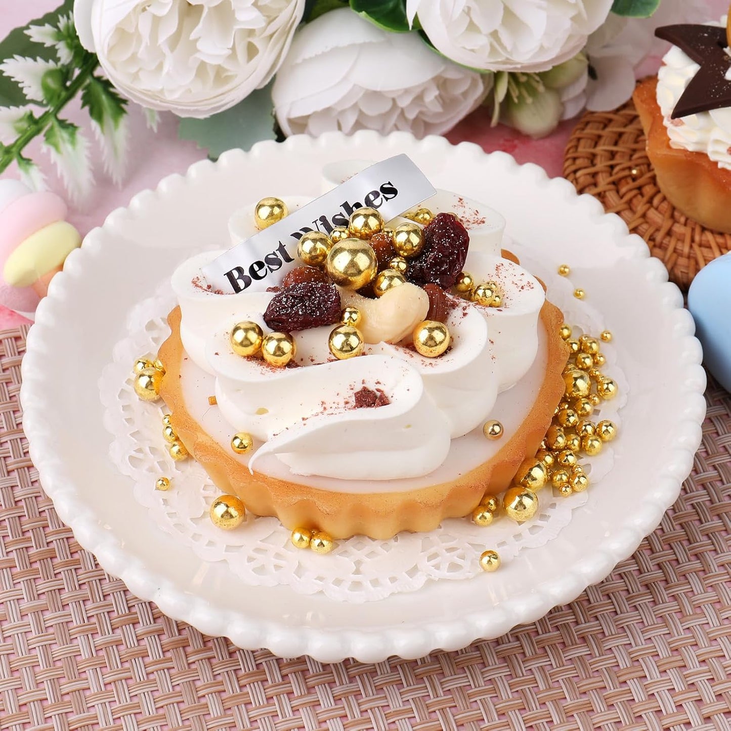 Gold Pearl Sprinkles for Cake Decorating, 11.3 Oz Edible Pearls Sugar 4 Sizes Gift Box Set for Baking Cookie Ice Cream Cupcake Toppings