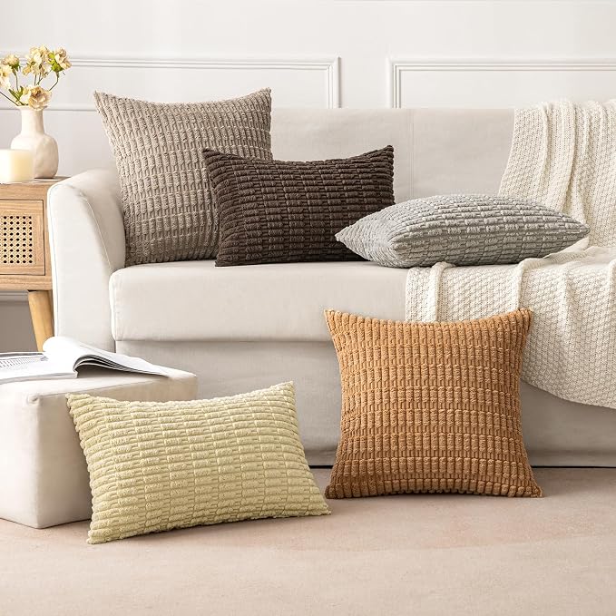 MIULEE Pack of 2 Corduroy Decorative Throw Pillow Covers 20x20 Inch Soft Boho - Image 2
