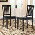 COLAMY Wooden Dining Room Chairs Set of 2, Spindle High Back Windsor Kitchen Side Chair, Farmhouse Dining Chairs for Kitchen, Dining Room, Black