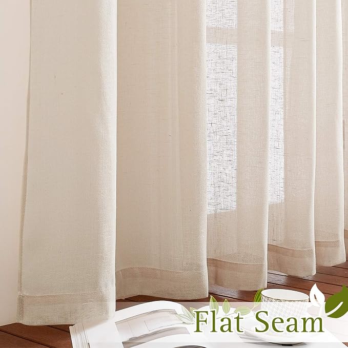 NICETOWN Short Linen Curtains Semi Sheer 45" L - Image 5