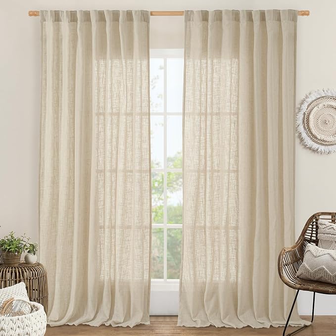 LAMIT 95 Inch Long Linen Curtains by LAMIT