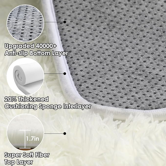 ONASAR Cream White Runner Rugs for Bedroom Living Room, Ivory Fluffy 2x6 - Image 3