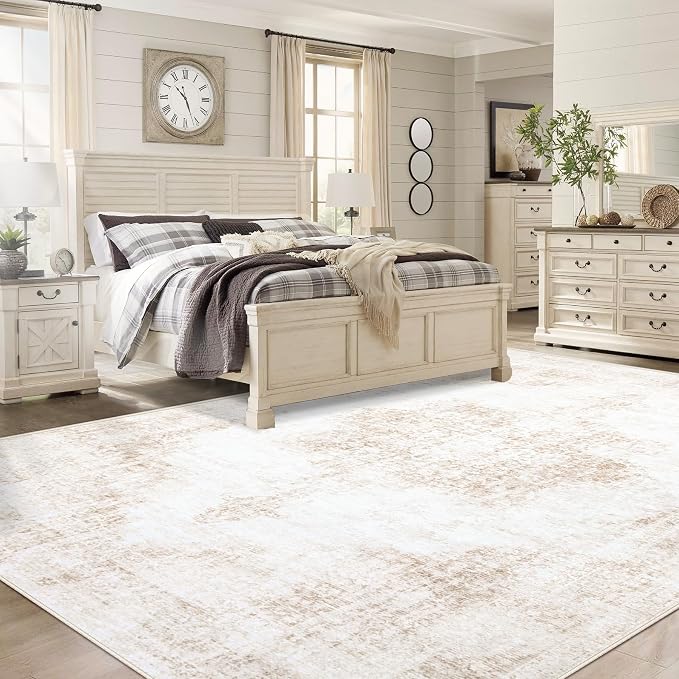 Area Rug 9x12 Vintage Rugs: Large Washable Living Room Rug Retro Medallion - Image 3