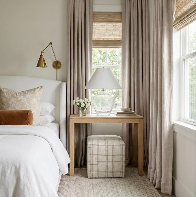 RYB HOME Natural Beige 100% Blackout Linen Curtains 72 inch Long, Thermal - Image 2