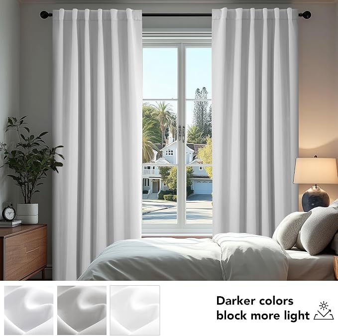 Deconovo Blackout Curtains, Thermal Insulated, W52 x L108 2 Panels, Back Tab - Image 4