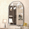 TokeShimi Arched Brushed Silver Bathroom Mirror 26x38 Inch with Non-Rusting Aluminum Alloy Matte Framed for Vanity Farmhouse Modern Minimalist Bathroom, Entryway Hall, Living Room, Bedroom