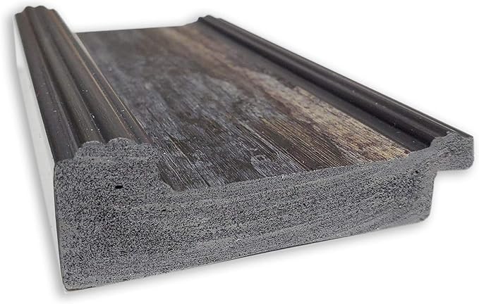Amanti Art Brown Bathroom Mirror for Over Sink, 33x44 Rail Rustic Char Rectangle Vanity Mirror, X-Large Country Rustic Frame, Hangs Horizonally and Vertically, Bathroom Wall Decor, Non-Beveled Edge