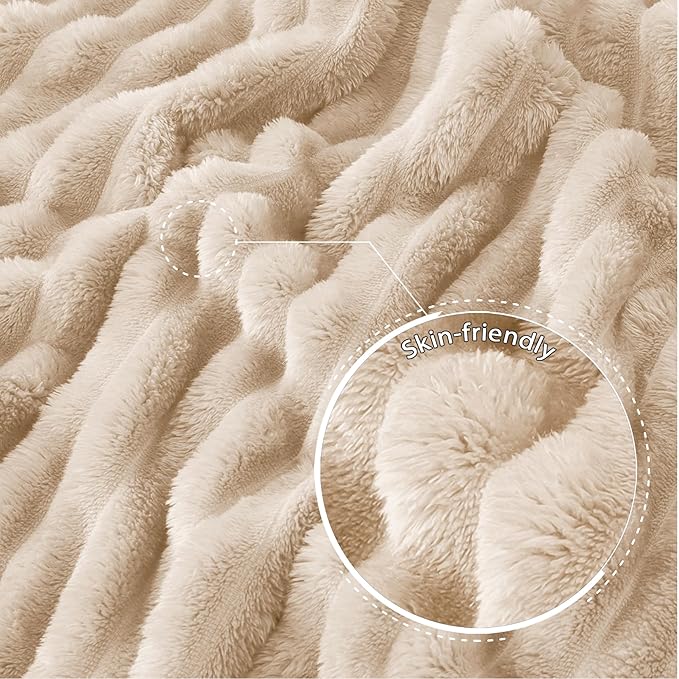 Exclusivo Mezcla Queen Size Flannel Fleece Blanket, Super Soft Striped Jacquard - Image 5