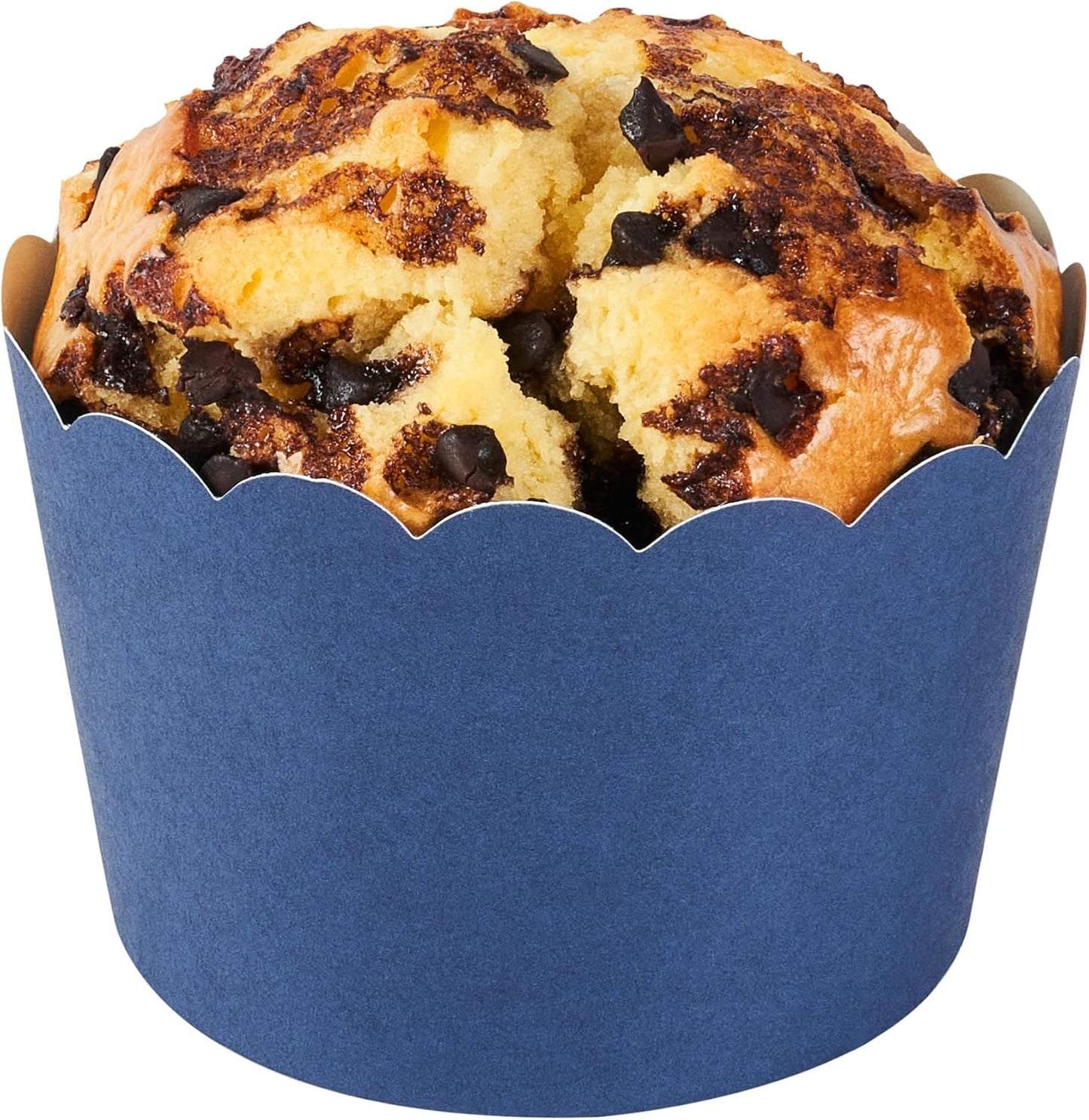 Panificio 10 Ounce Cupcake Wrappers, 200 Scalloped Baking Cups - Oven-Ready, Greaseproof, Midnight Blue Paper Cupcake Liners, Disposable, For Birthdays, Baby Showers, Or Weddings - Restaurantware