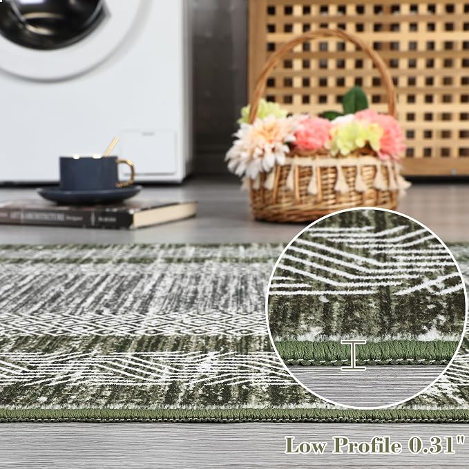 GarveeHome 2.5x8 Modern Bordered Runner Rug Soft Non Slip Washable Floor Carpet - Image 5