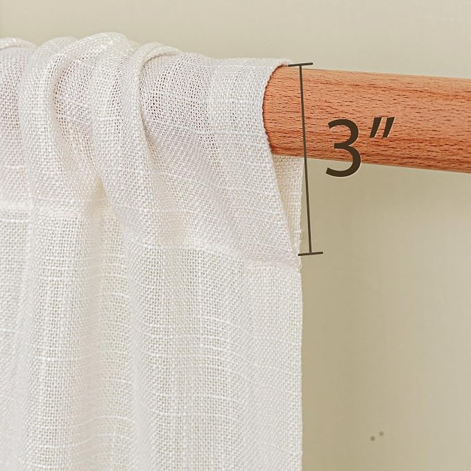 MYSKY HOME Semi Sheer Natural Linen Curtains 36 Inch Length, Light Filtering - Image 5
