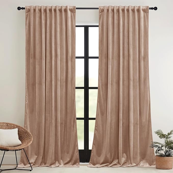 RYB HOME Blush Velvet Curtains 72 inches - Image 2