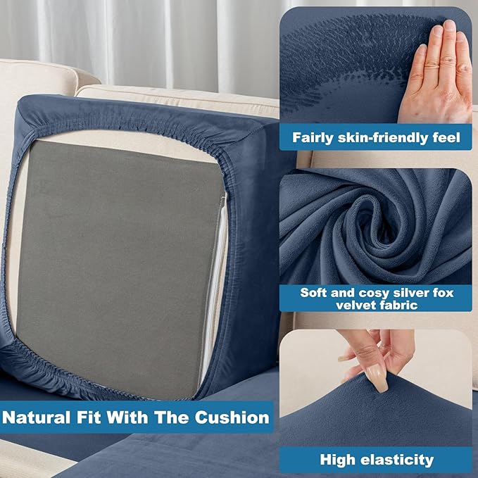 Couch Cover Stretch Velvet Sofa Cushion Cover 3-Piece - Image 6