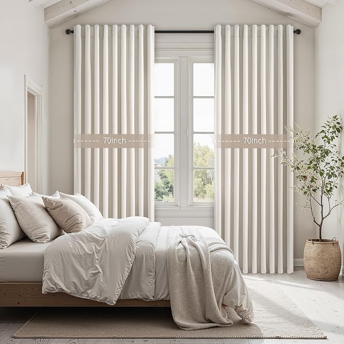 Extra Wide 70 Inch Length Blackout Curtains & Drapes 92 Inches Long 2 Panels Set - Image 5
