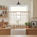 MYSKY HOME Kitchen Semi Sheer Linen Curtains 24 Inch Long, Light Filtering by MYSKYHOME