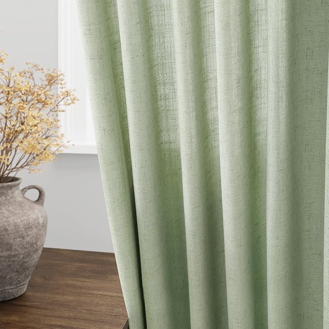 Nanspring Mist Sage Linen Curtains 108 Inches Long - Image 4
