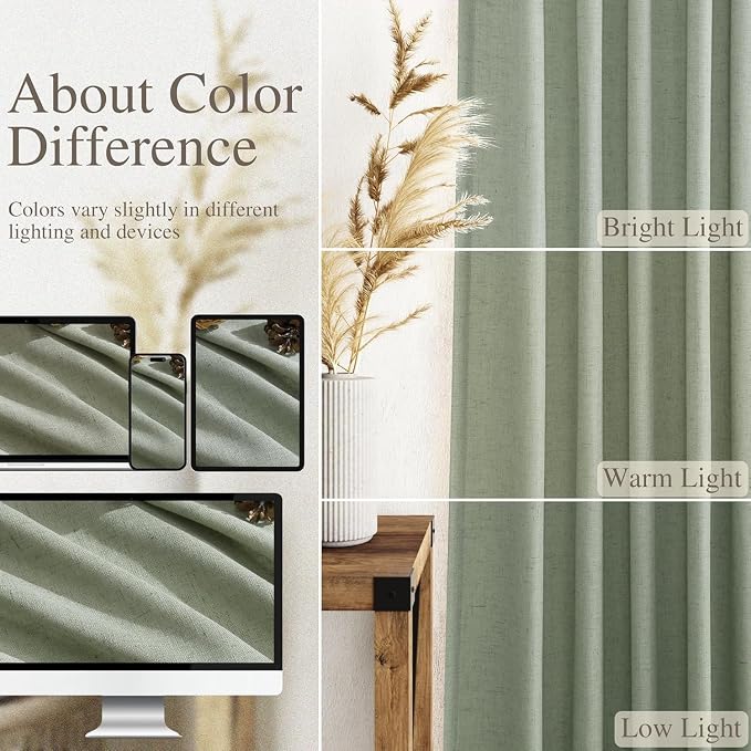 Desert Sage Linen Curtains 132 Inch Length - Image 3