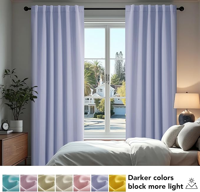 Deconovo Blackout Curtains, Thermal Insulated, W42 x L72 2 Panels, Back Tab - Image 4