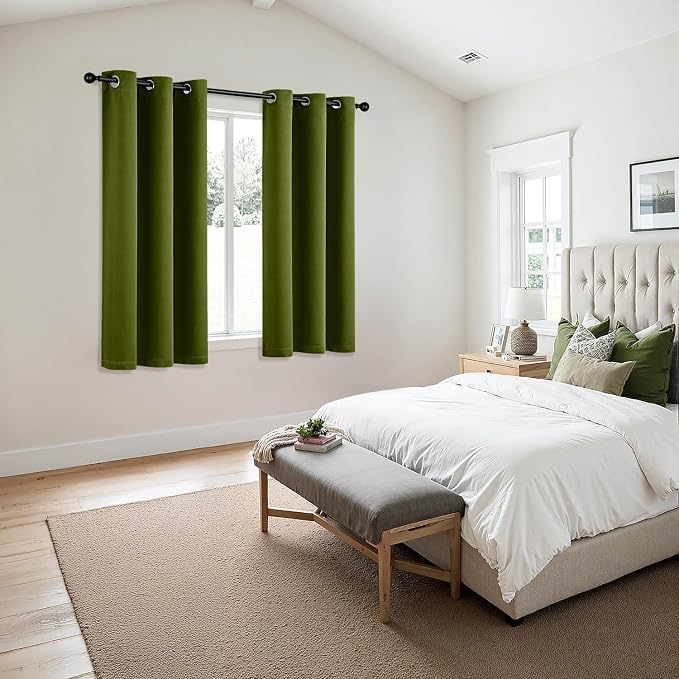 MIULEE Light Olive Green Blackout Curtains - Image 6
